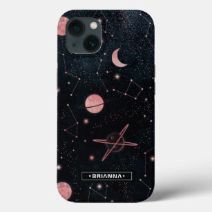 Rose Gold Constellations   Outer Space Monogram iPhone 13 Case