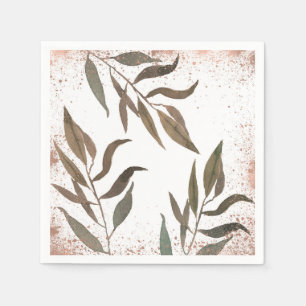 Rose Gold Copper Botanical Glam Modern Wedding Napkin