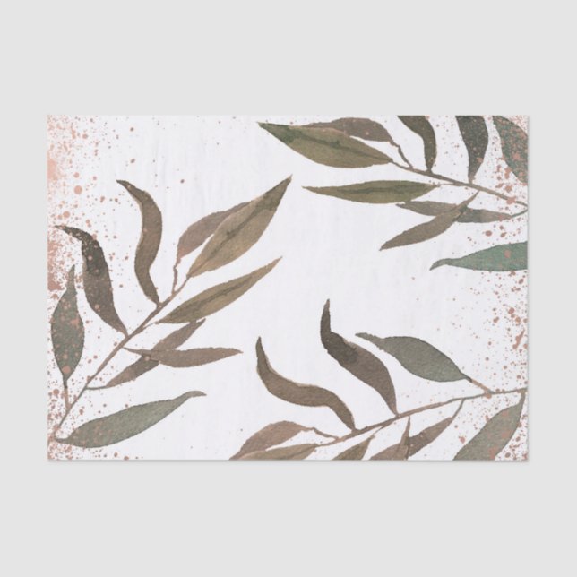 Rose Gold Copper Botanical Glam Modern Wedding Tissue Paper (Front)