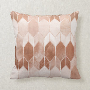 Rose Gold Copper Chevron Throw Pillow