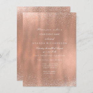 Rose Gold Copper Glitter Sparkly  Bridal Birthday Invitation
