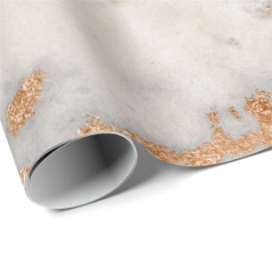 Rose Gold Copper Grey Abstract Marble Glitter Spar Wrapping Paper