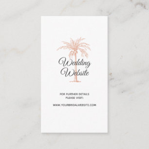 Rose Gold Copper Palm Beach Marble Wedding Website Enclosure Card