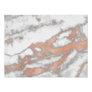 Rose Gold Copper White Grey Stone Marble Carrara Poster