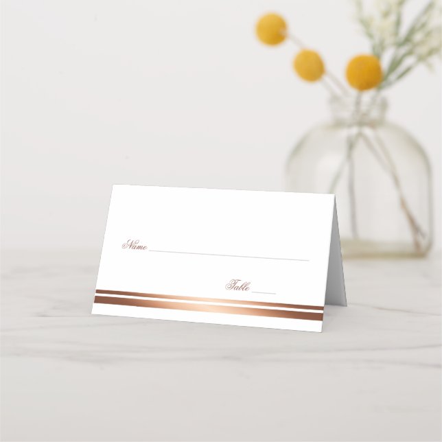 Rose Gold Copper White Wedding Place Card (Front)