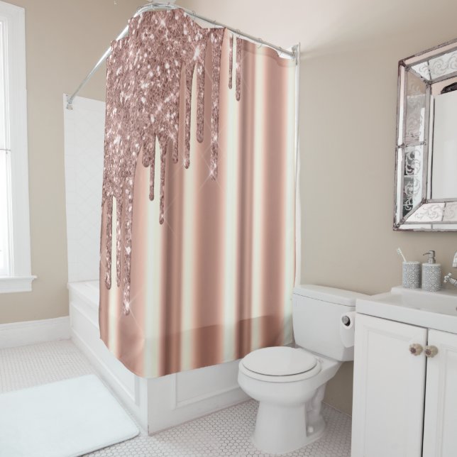Rose Gold Corner Glitter Drips Foil Metallic Blush (In Situ)