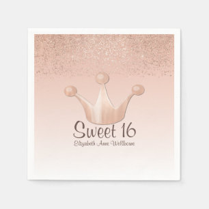 Rose Gold Couronne Sweet 16 serviettes en papier