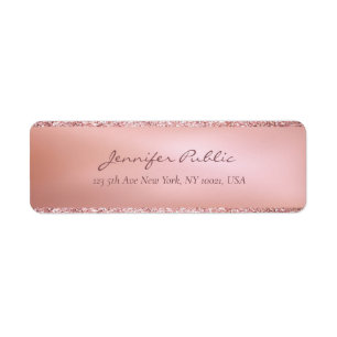 Rose Gold Creative Hand Script Text Return Address