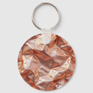 Rose Gold Crinkled Metallic Foil Luxe Keychain