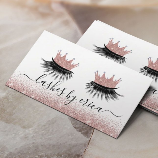 Rose Gold Crown Eyelash Diva Lashes Salon Business Card (Creator Uploaded)