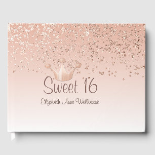 Rose Gold Crown Sweet 16 Guest Book