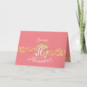 Rose Gold Crown Sweet Sixteen Celebration Invitation