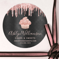 Rose Gold Cupcake Glitter Drips Bakery Black Chef
