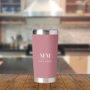 Rose gold custom monogram initials name insulated tumbler