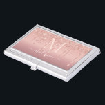 Rose Gold Custom Name Letter Business Card Case<br><div class="desc">Personalized Business Card Cases with Monogram Name Letter Rose Gold Blush Glitter Sparkly Business Card Case - Add Your Letter / Name - Text or Remove - Make Your Special Business Gift - Resize and move or remove and add text / elements with Customization tool. Choose fonts / size /...</div>