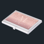 Rose Gold Custom Name Letter Business Card Case<br><div class="desc">Personalized Business Card Cases with Monogram Name Letter Rose Gold Blush Glitter Sparkly Business Card Case - Add Your Letter / Name - Text or Remove - Make Your Special Business Gift - Resize and move or remove and add text / elements with Customization tool. Choose fonts / size /...</div>