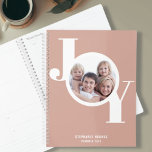 Rose Gold Custom Photo Planner<br><div class="desc">This modern 2023 Planner features the word JOY in stylish typography on a blush pink, rose gold background.
Easily customizable with your photo, name, and year.</div>