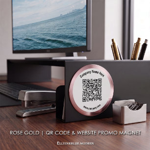 Rose Gold Custom QR Code & Website Promo Magnet