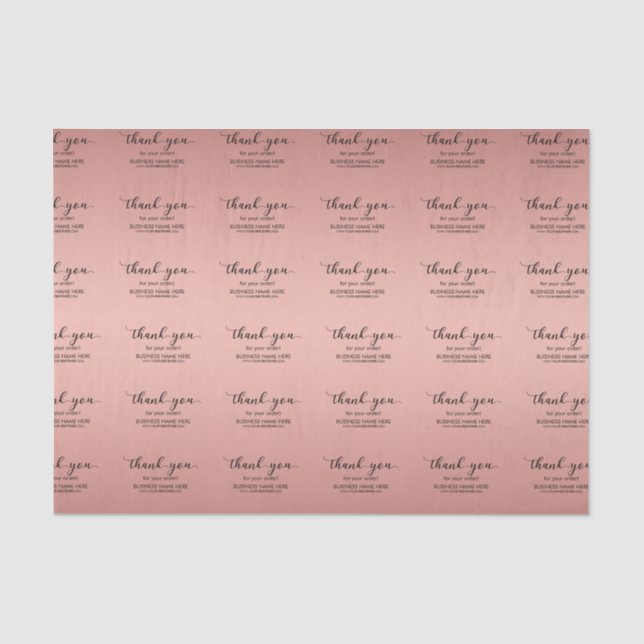 Rose Gold Custom Thank You Business  Tissue Paper (Front)