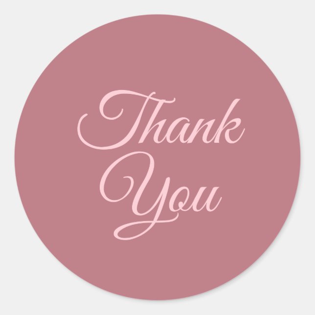 Rose Gold Custom Thank You Text Elegant Template Classic Round Sticker (Front)