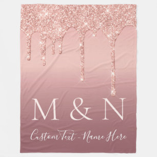 Rose Gold Custom Your Letters Name Fleece Blanket