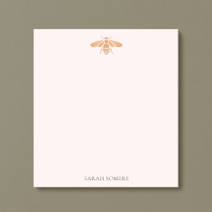 Rose Gold Cute Bee  Pink Nature Personalized Notepad