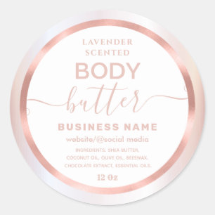 Rose gold cute script  body butter label