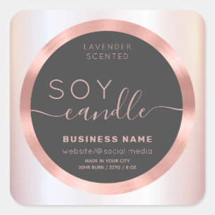 Rose gold cute simple script soy candle label
