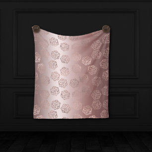 Rose Gold D20 Pattern   Pink Girly Gamer RPG Dice Fleece Blanket