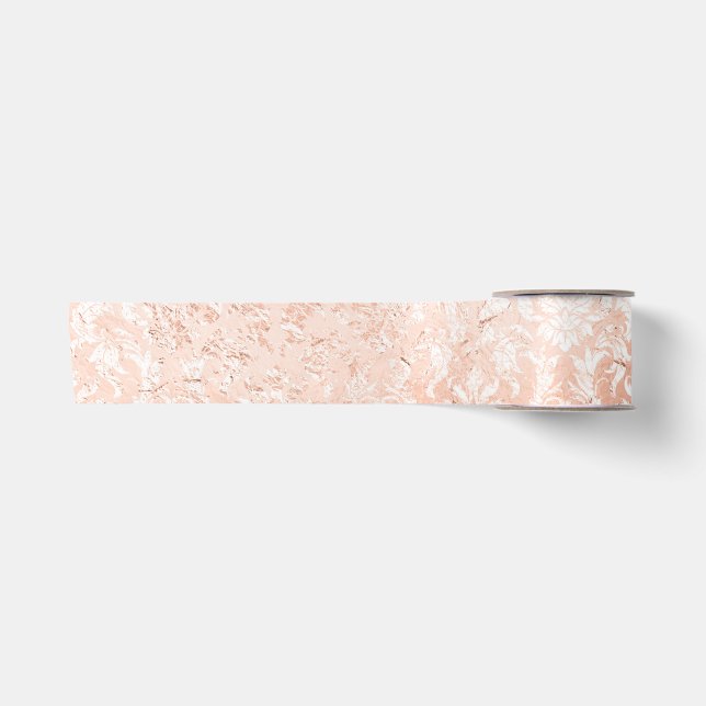 Rose Gold Damask Satin Ribbon (Front)