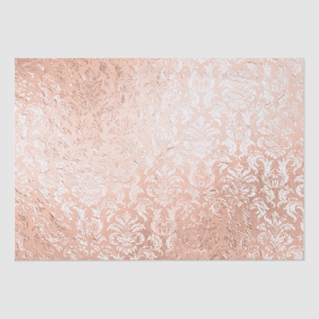 Rose Gold Damask Tissue Paper (Front)