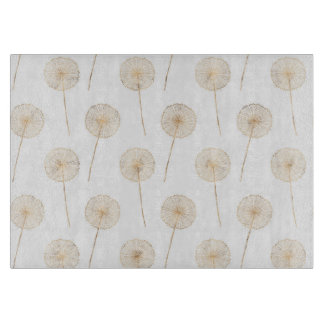 Rose gold dandelion wish white background cutting board