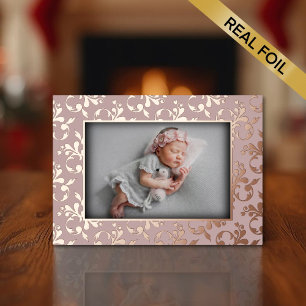 Rose Gold Delicate Birth Announcement Foil Card