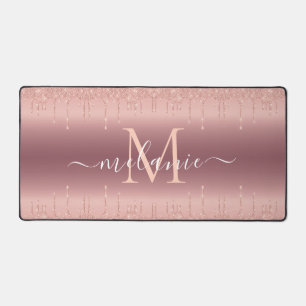 Rose Gold Desk Mat with Your Name and Letter