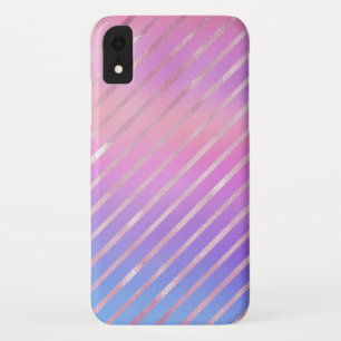 Rose Gold Diagonal Stripes Pattern iPhone XR Case