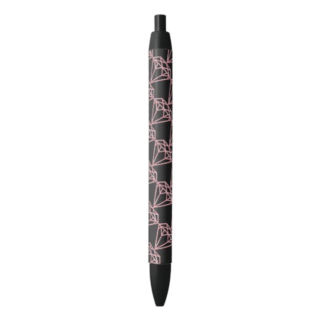 Rose Gold Diamond Black Ink Pen (Front Vertical)