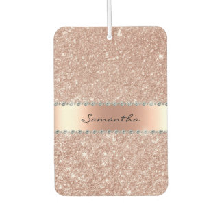Rose Gold Diamond Glitter Bling Monogram Air Freshener