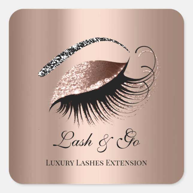Rose Gold Diamond Makeup Artist Lash Extension  Square Sticker (Front)