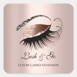 Rose Gold Diamond Makeup Artist Lash Extension  Square Sticker