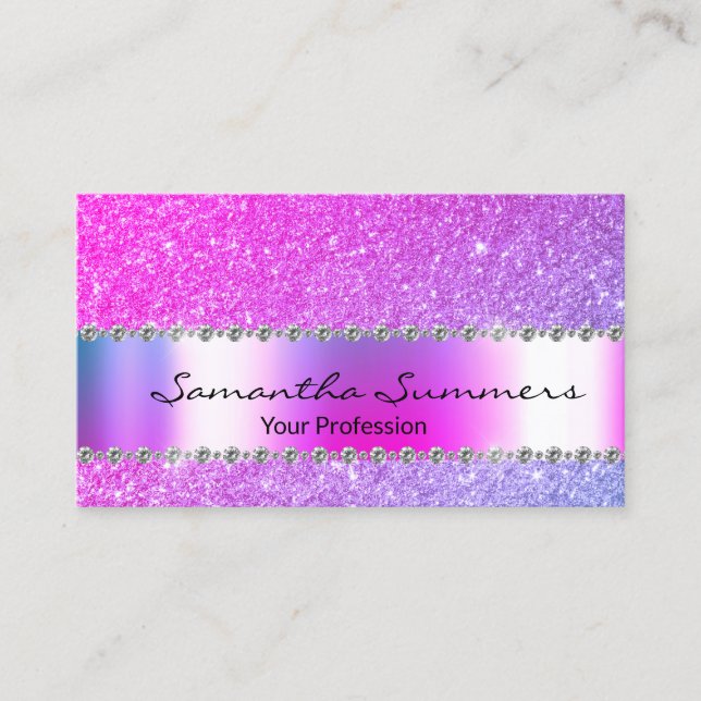 Rose Gold Diamond Metal Elegant Customize Glitter Business Card (Front)