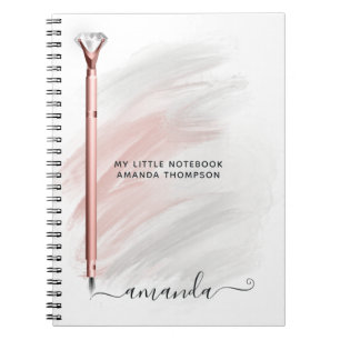 Rose Gold Diamond Pen Personalized Notebook