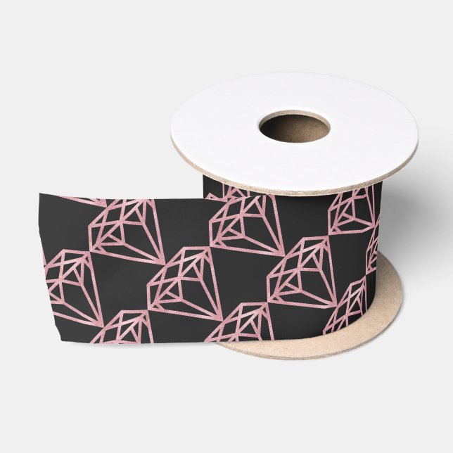 Rose Gold Diamond Satin Ribbon (Spool)