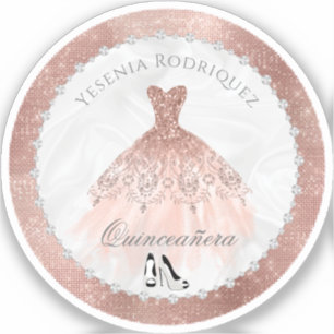 Rose Gold Diamond Sparkle Glam Quinceanera