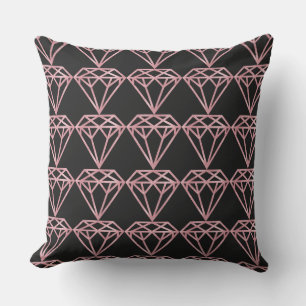 Rose Gold Diamond Throw Pillow
