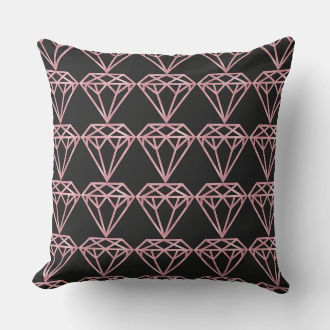 Rose Gold Diamond Throw Pillow (Front)