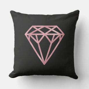 Rose Gold Diamond Throw Pillow