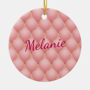 Rose Gold Diamonds Christmas Ornament Custom Name
