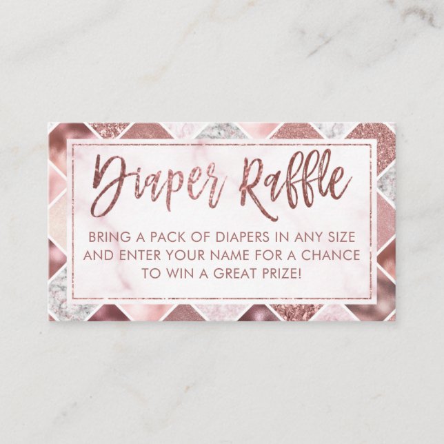 Rose Gold Diaper Raffle Ticket Enclosure Card (Front)