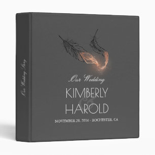Rose Gold Dipped Feathers Elegant Wedding Book Binder