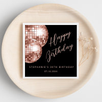 Rose Gold Disco Ball Happy Birthday